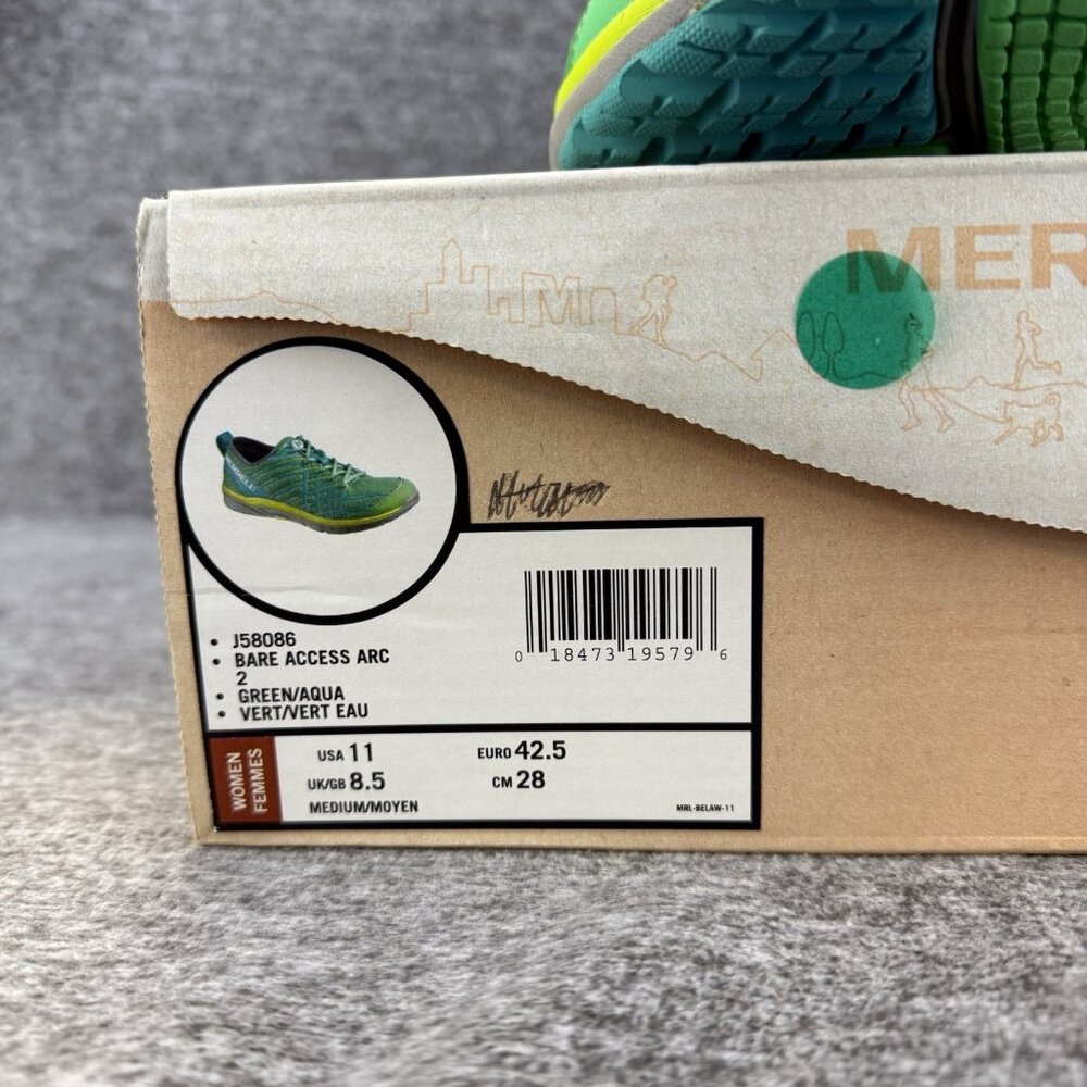 ✅Women’s 11 Merrell Bare Access Arc 2 Green/Aqua Barefoot Running Shoes J58086 - Picture 3 of 12
